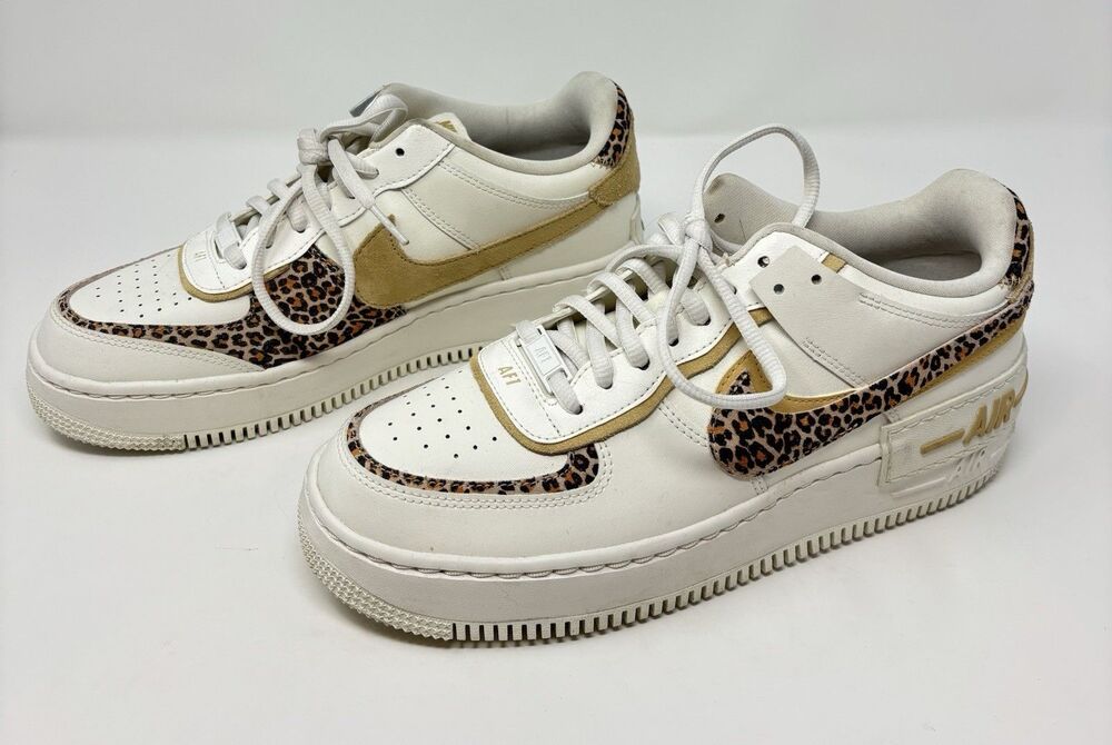 NIKE Air Force 1 Low Shadow Womens Shoes Size 10 White / Leopard